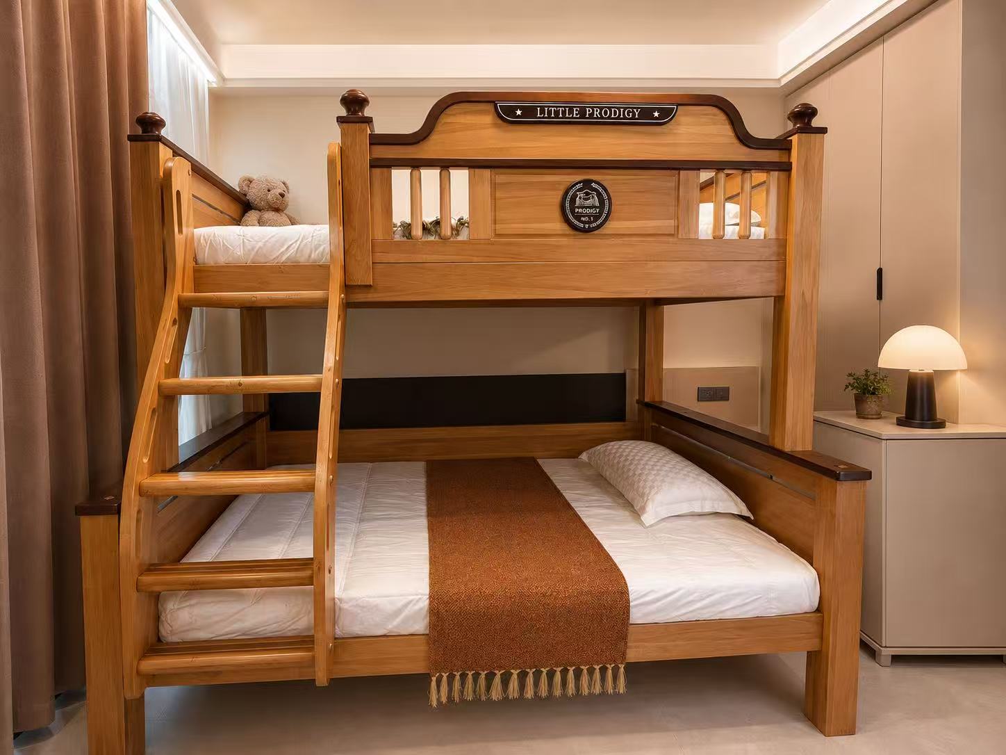 Bunk bed with guardrails